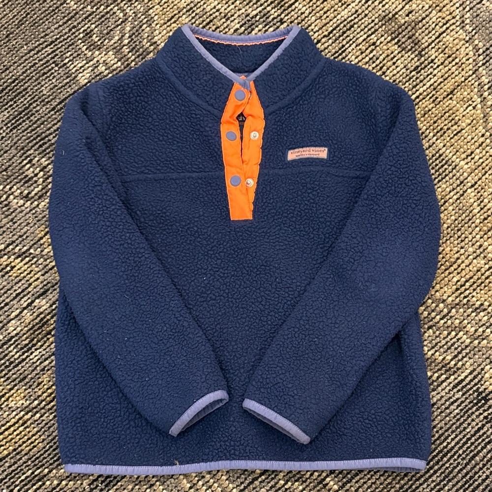 Vineyard Vines Dark Blue Fleece with Bright Orange Details